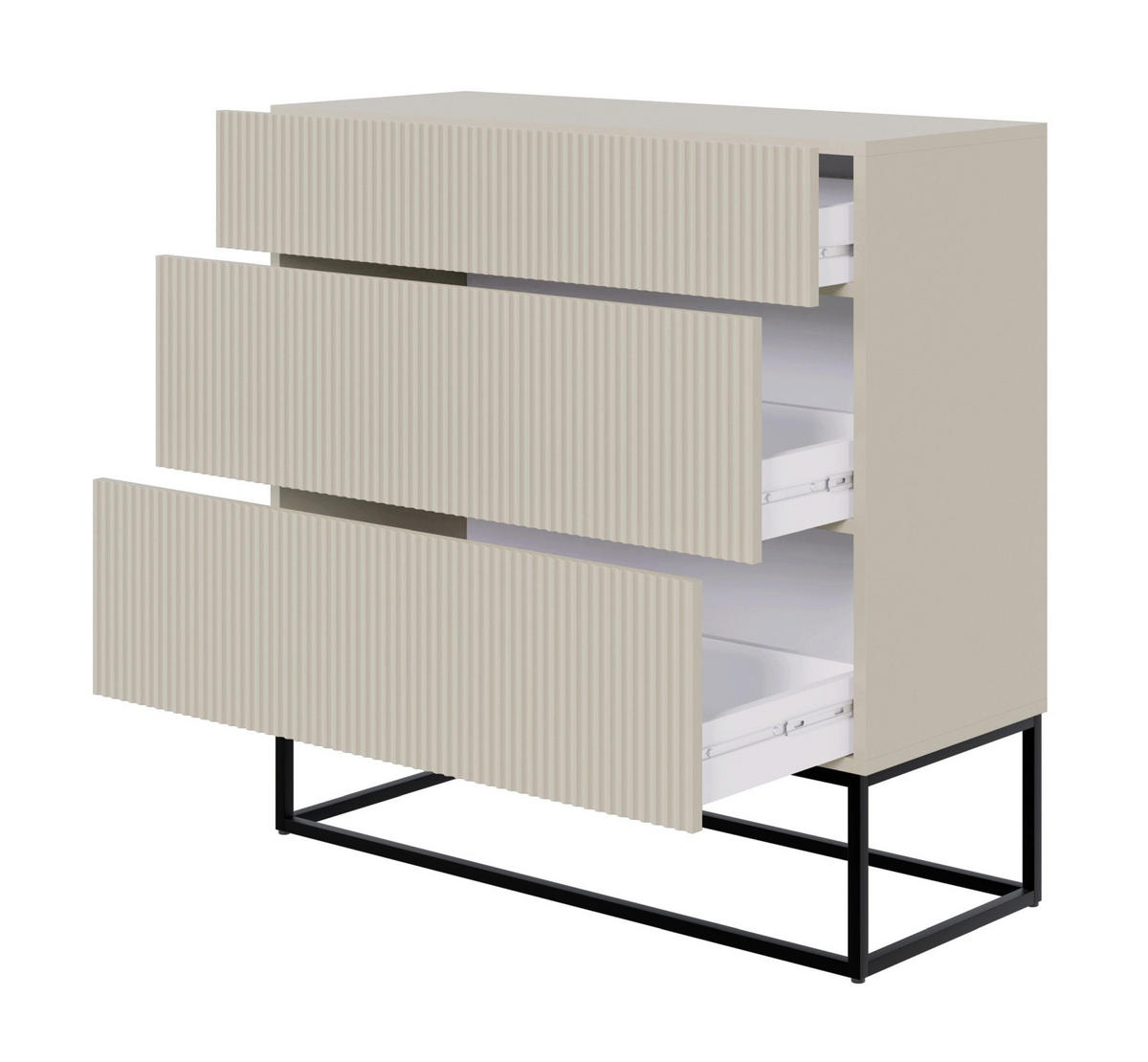 KOMODA Veldio sivobéžová s čiernym kovovým rámom 90 cm - čierna/taupe, kov/kompozitné drevo (90/90/38cm) - Selsey