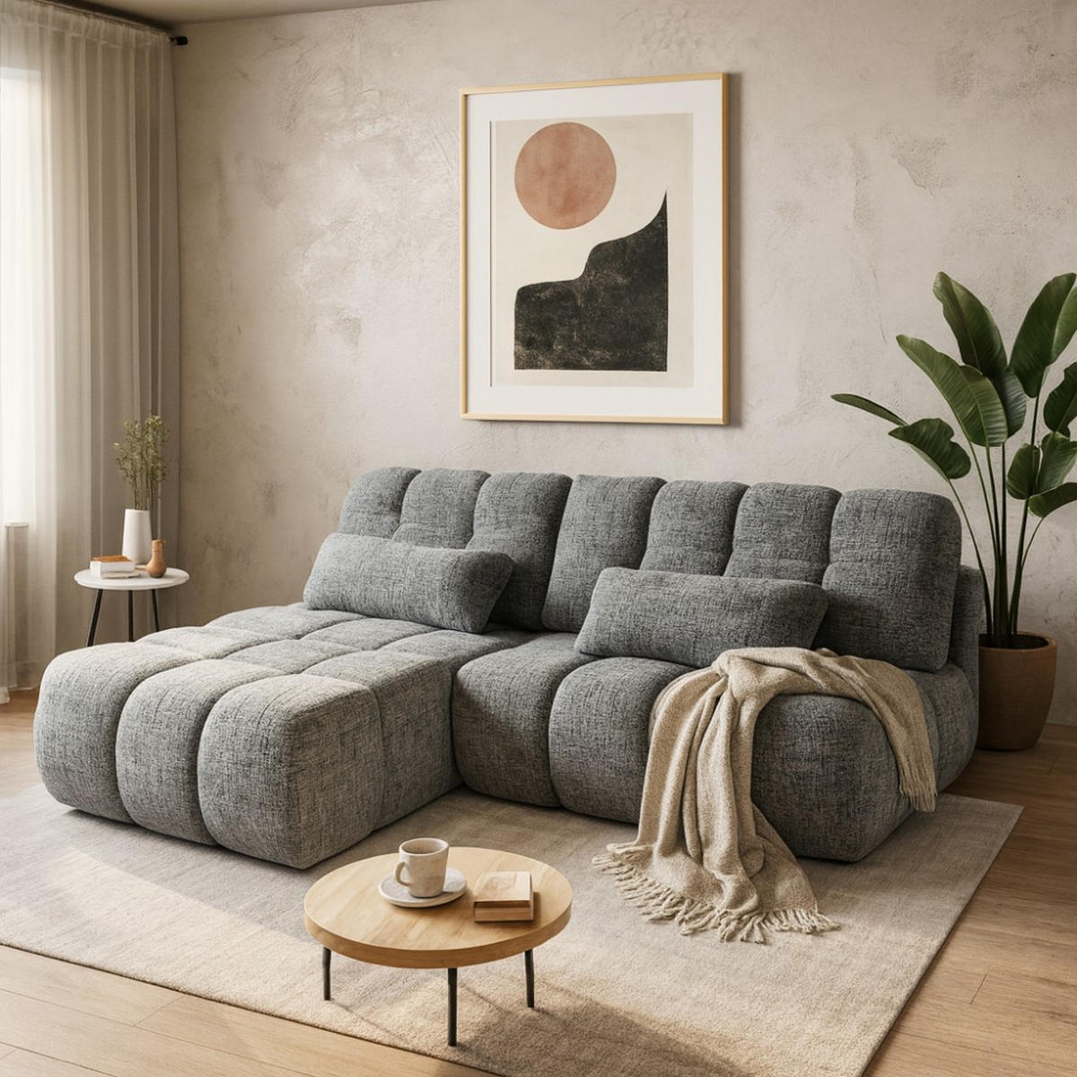 ECKSCHLAFSOFA Terio mit Bettkasten, links, Grau - Grau, Textil (225/172cm) - Beautysofa