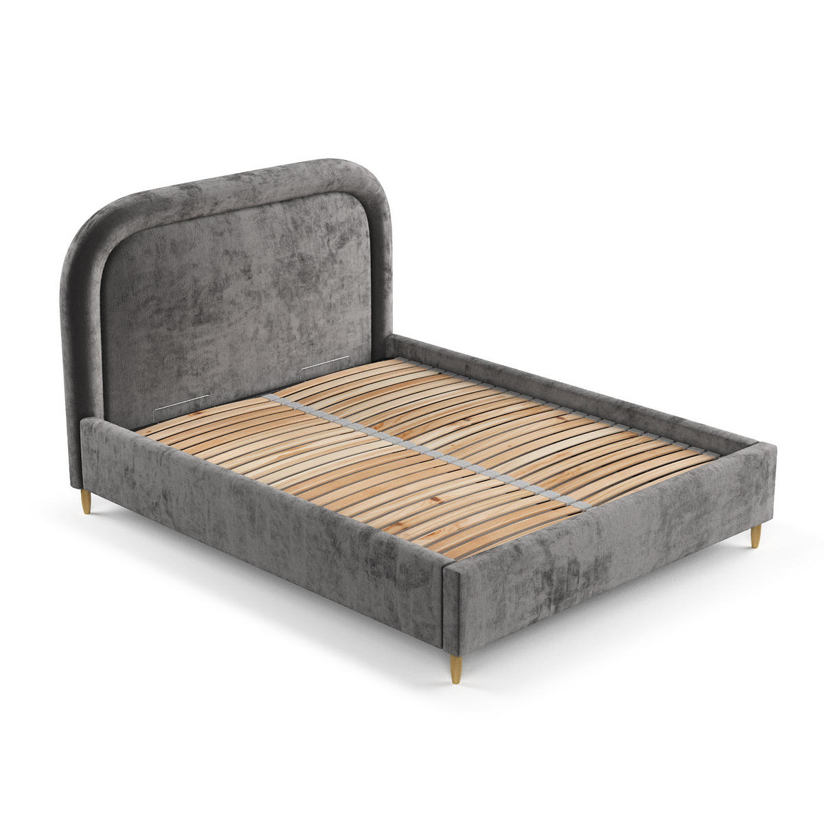 POLSTERBETT Mija Anthrazit 160/200 cm im Chenille-Stoff - Anthrazit/Naturfarben, Holz/Holzwerkstoff (160/200cm) - Maison de Reve