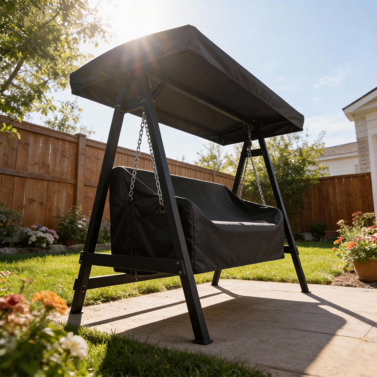 GARTENSCHAUKEL-ABDECKUNG Oxford-Stoff Schwarz - Schwarz, Textil (76/81/185cm) - Outsunny