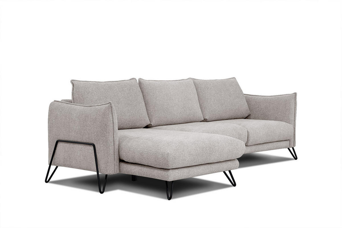 ECKSOFA HOSTEN 4-Sitzer, beige - Beige/Schwarz, Holzwerkstoff/Textil (158/269cm) - Courtois Laville