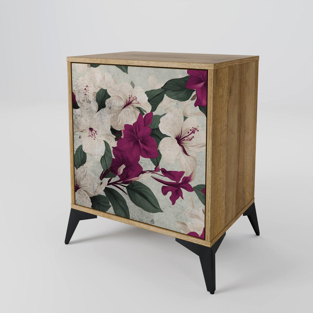 SIDEBOARD FLOWERET DREAM, Eichefarben, 57,5x42x57,5 cm, Ohne Füße - Eichefarben/Multicolor, Holzwerkstoff (57.5/57.5/42cm) - SpaceRebels