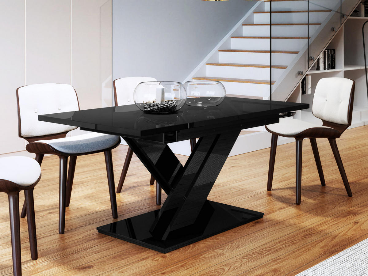 ESSTISCH Bronx - Schwarz Hochglanz, Holzwerkstoff (80/140/76cm) - MIRJAN24