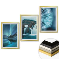 WANDBILDER 3er Set - 40x60 cm Goldrahmen - Winterlandschaften mit Wasserfällen - Goldfarben, Kunststoff (40/60cm) - ArtPrintCave