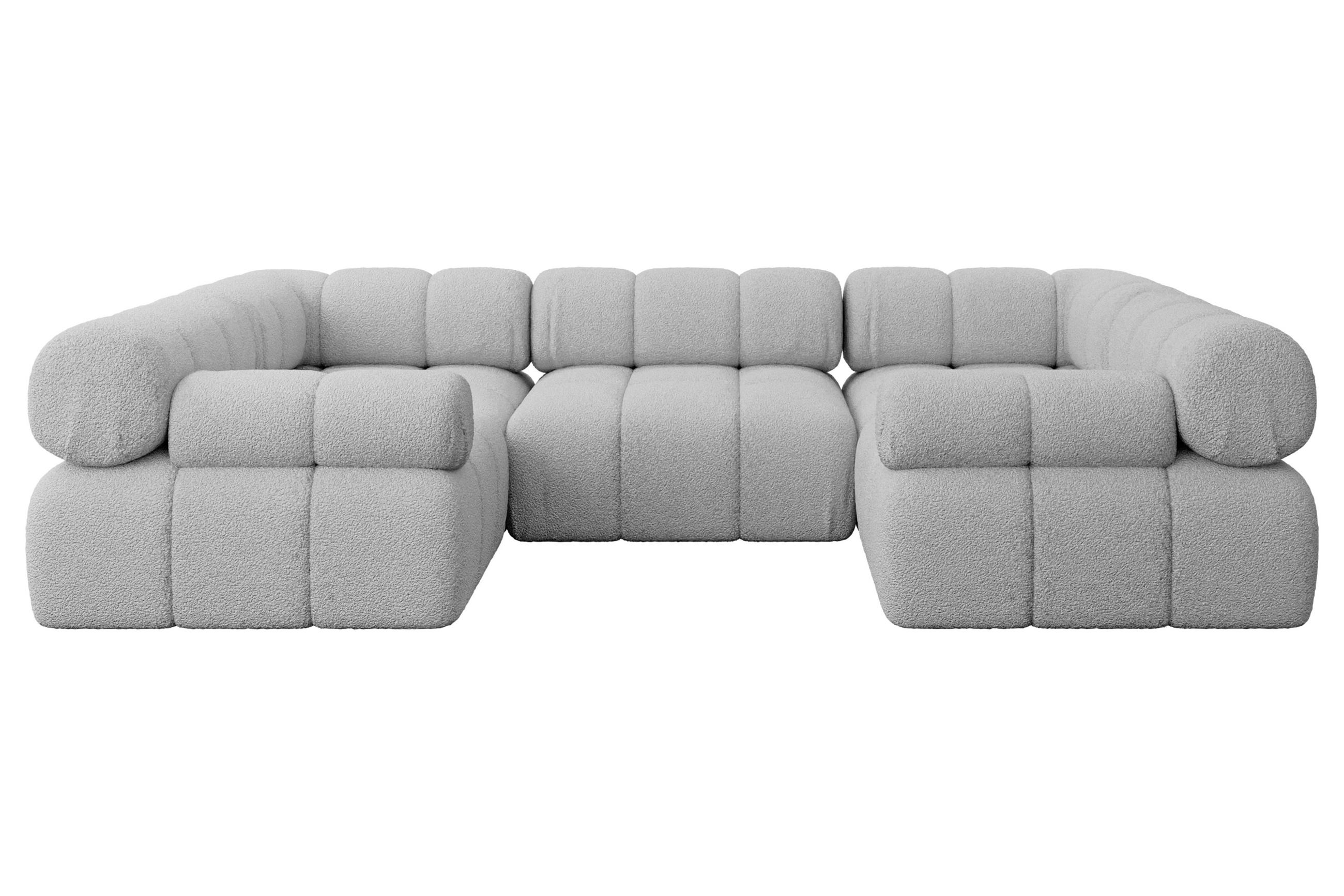 WOHNLANDSCHAFT modulares Sofa Birno-U1 - 285x190x70 cm Hellgrau Bouclé - Hellgrau, Holzwerkstoff/Textil (285/70/190cm) - ALTDECOR