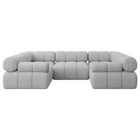 WOHNLANDSCHAFT modulares Sofa Birno-U1 - 285x190x70 cm Hellgrau Bouclé - Hellgrau, Holzwerkstoff/Textil (285/70/190cm) - ALTDECOR