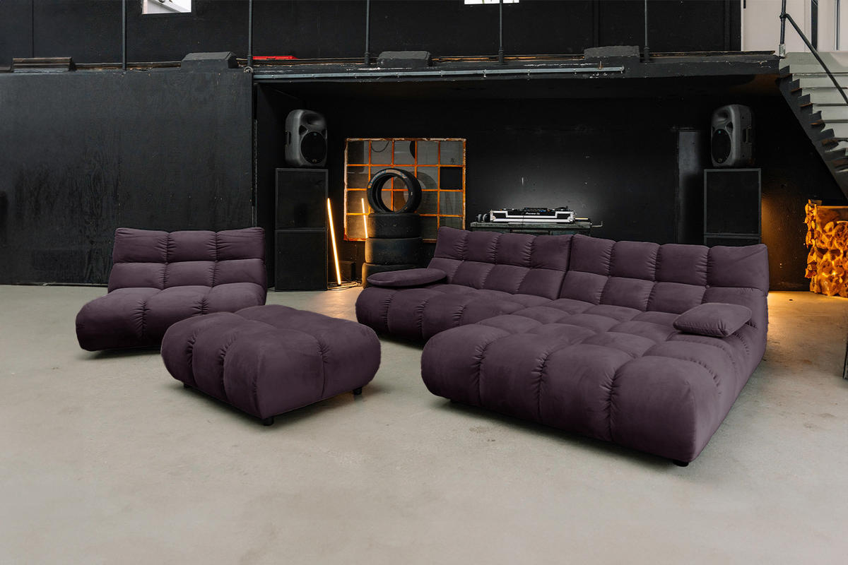 SITZGRUPPE VIVIEN 3ER SET Violett Velvet - Violett, Kunststoff/Textil (510/85/359cm) - KAWOLA