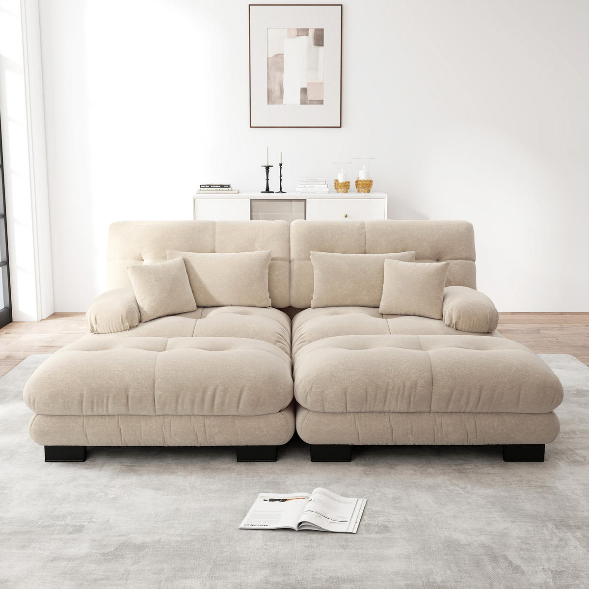 SOFA 2-Sitzer 220/145/81 cm Hellbraun - Hellbraun, Textil (145/81/220cm)