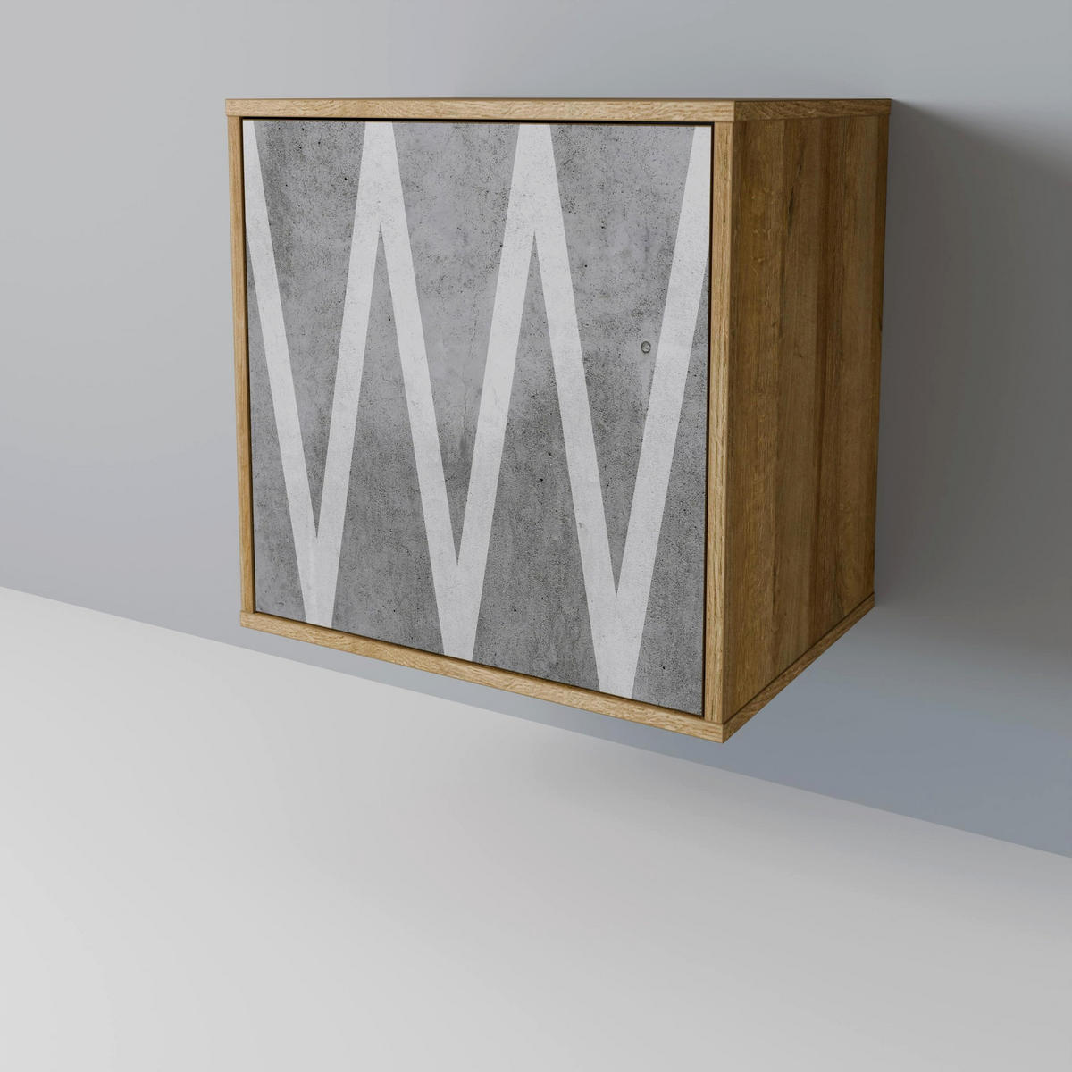 SIDEBOARD SOLID ZIG ZAG, Eichefarben, 57,5x42x70,5 cm, Schwarze Metall-Sternfüße - Eichefarben/Multicolor, Holzwerkstoff/Metall (57.5/70.5/42cm) - SpaceRebels