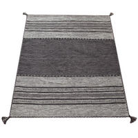 BAUMWOLLTEPPICH Boho wendbar schmutzabweisend Grau Rechteckig 120x170 - Grau, Textil (120/170cm) - KADIMA DESIGN