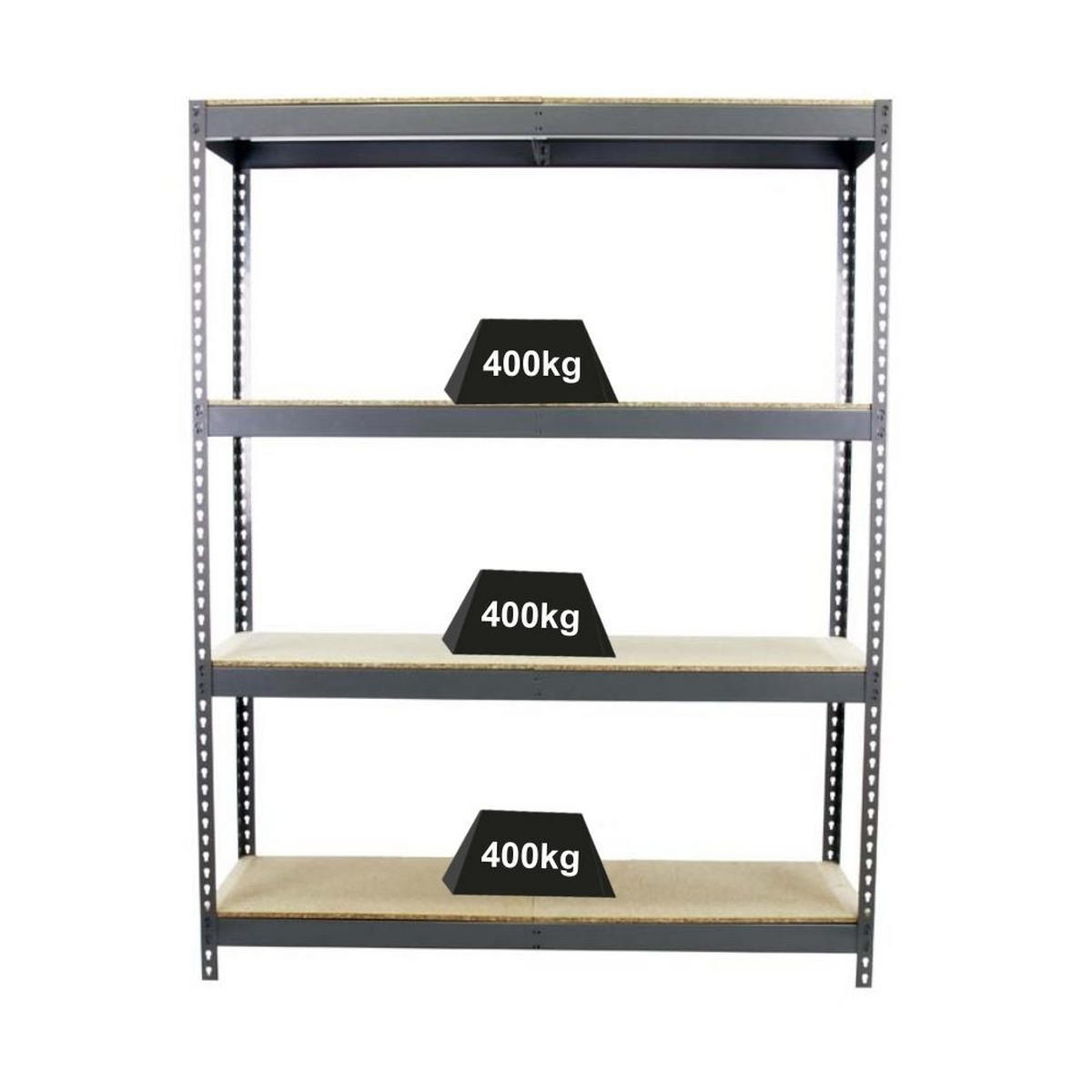 SCHWERLASTREGAL BIG WOOD YETI FOUR | HxBxT 200x120x45cm | Fachlast 400kg | Grau - Grau, Metall (120/200/45cm) - PROREGAL