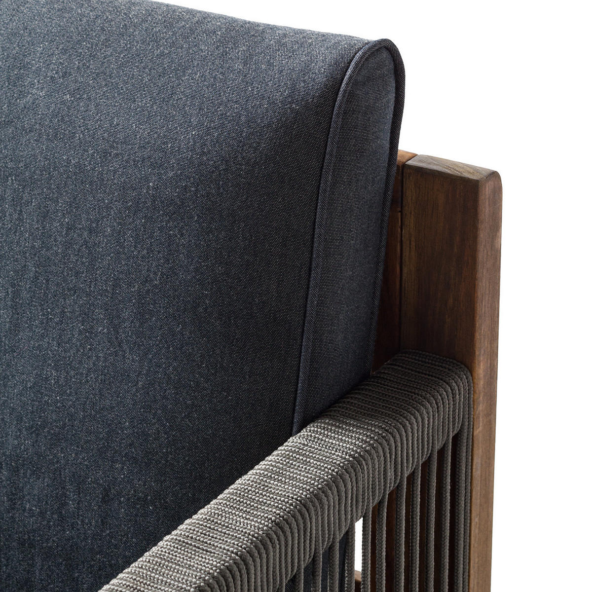 DININGSTUHL MIT ARMLEHNEN - Akazie massiv / Polyester - Braun / Grau - 2er-Set - Braun/Grau, Holz/Textil (62/86/66cm) - home24