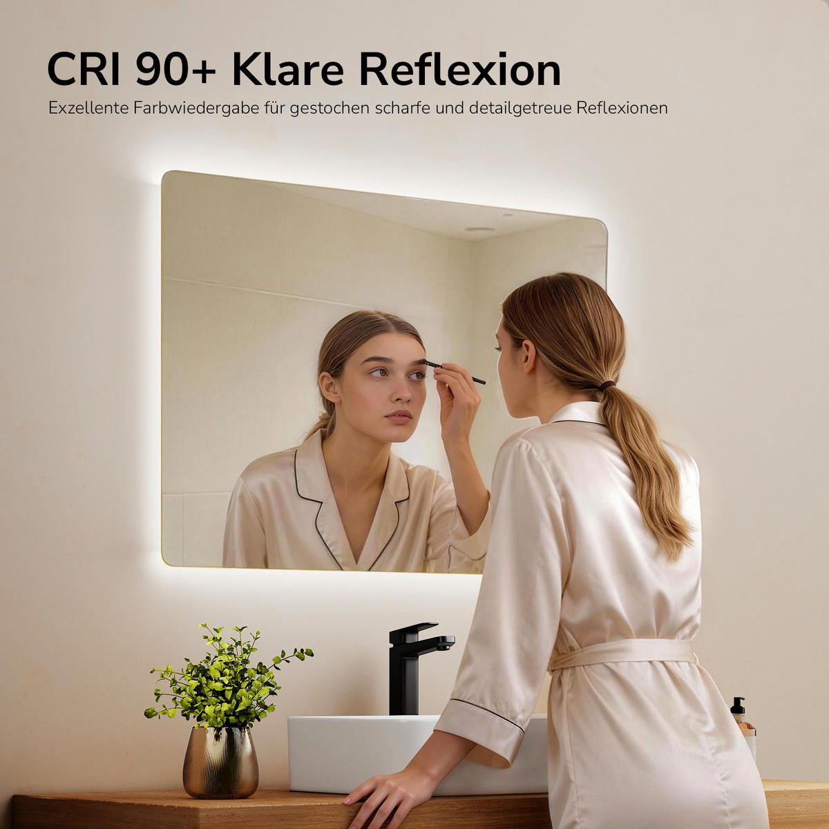 BADSPIEGEL mit Power-Off-Memory-Funktion Beleuchtung Rechteckig 80/60 cm - Weiß, Glas (60/3/80cm) - EMKE