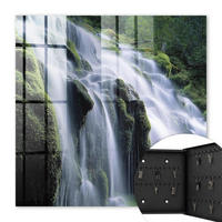 SCHLÜSSELBOX Schwarz 30x30 cm- Türöffnung nach rechts - Grüner Wasserfall - Grün, Metall (30/30/5cm) - TULUP