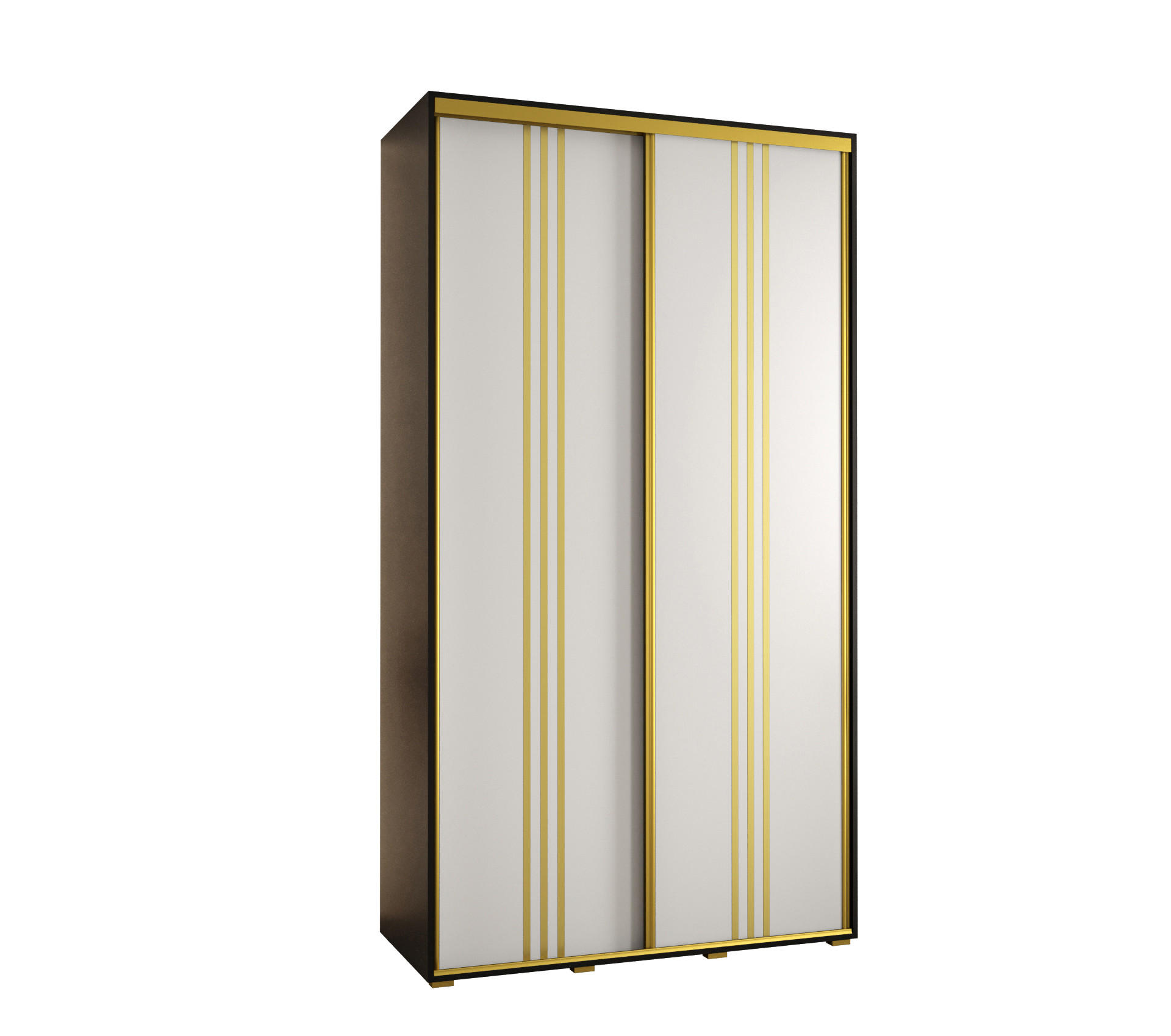 Abiks Möbel Schwebetürenschrank Schwarz, Weiß, Gold 130x235x60 cm