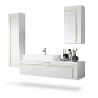 BADMÖBELSET Aloha Absetzungen in Creme Hochglanz - Creme, Holzwerkstoff (210/185/51cm) - Vladon
