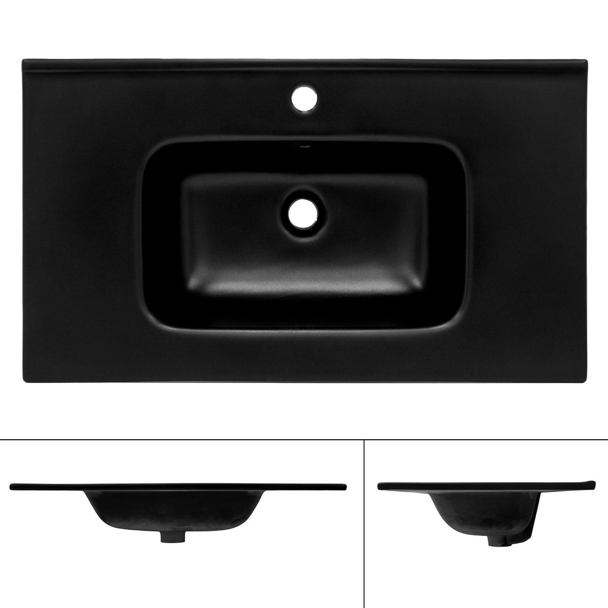 WASCHBECKEN - Schwarz, Keramik (81/16.5/46cm) - ML-DESIGN