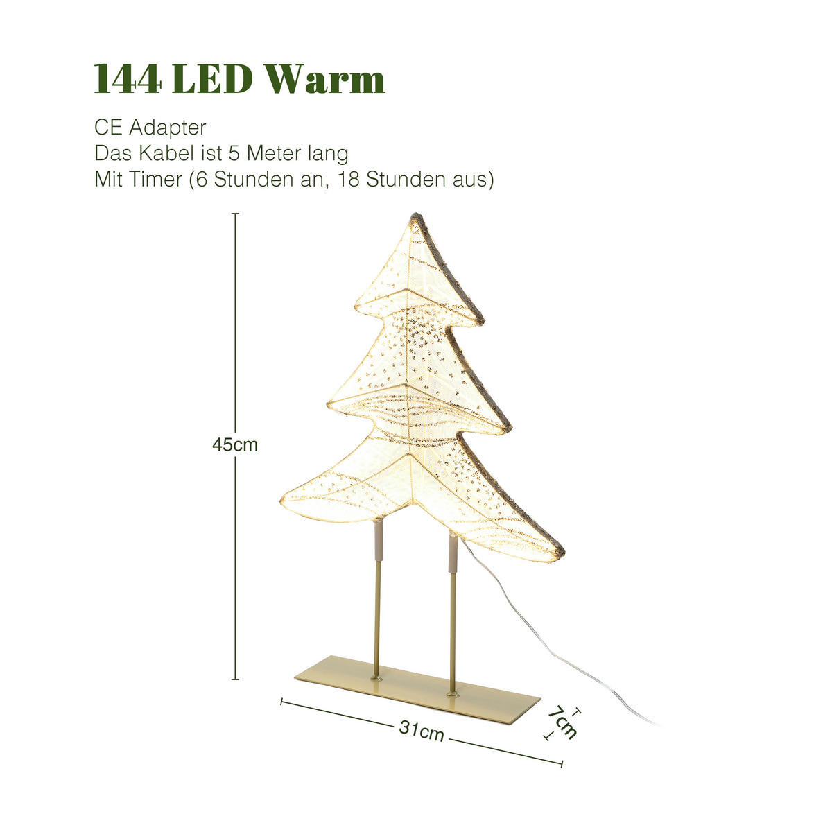 WEIHNACHTSDEKO HTHD0211 - Champagner, Kunststoff/Metall (7/45/31cm) - Hometopia