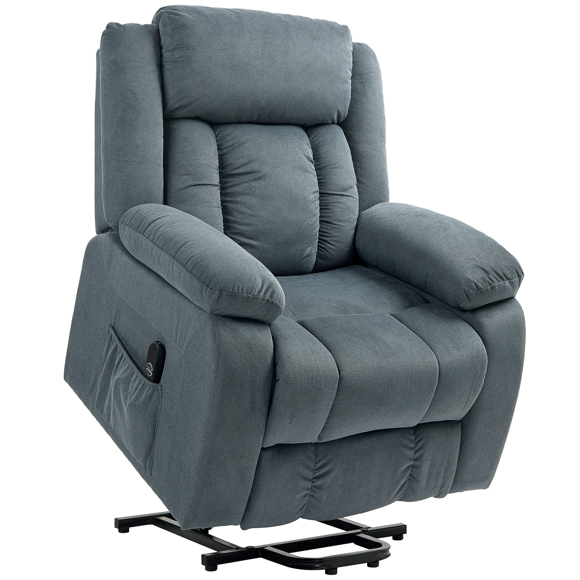 AUFSTEHSESSEL DE-06412 150° neigbar, Taschenfederkern, Samt-Bezug Grau - Grau, Textil/Metall (92/105/94cm) - ComfortXL