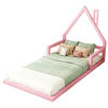 KINDERBETT 90x200cm Rosa Kiefer Flachbett Hausform - Pink, Holz (90/200cm) - FLIEKS