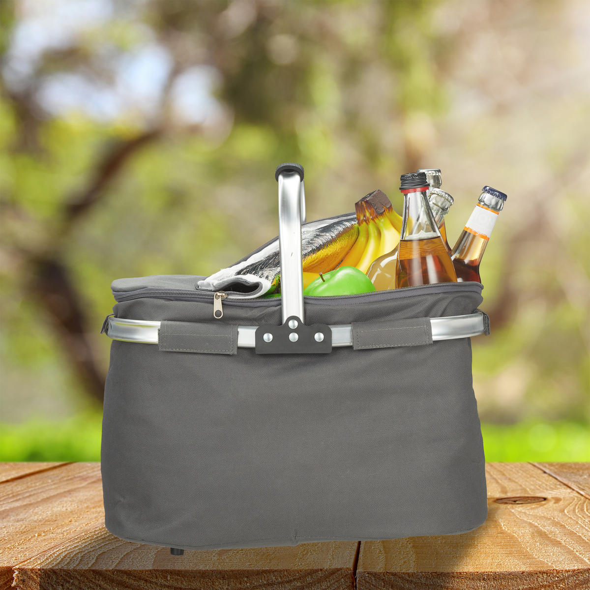 NÁKUPNÍ košík - šedá, kov/textil (40/40/31cm) - Relaxdays