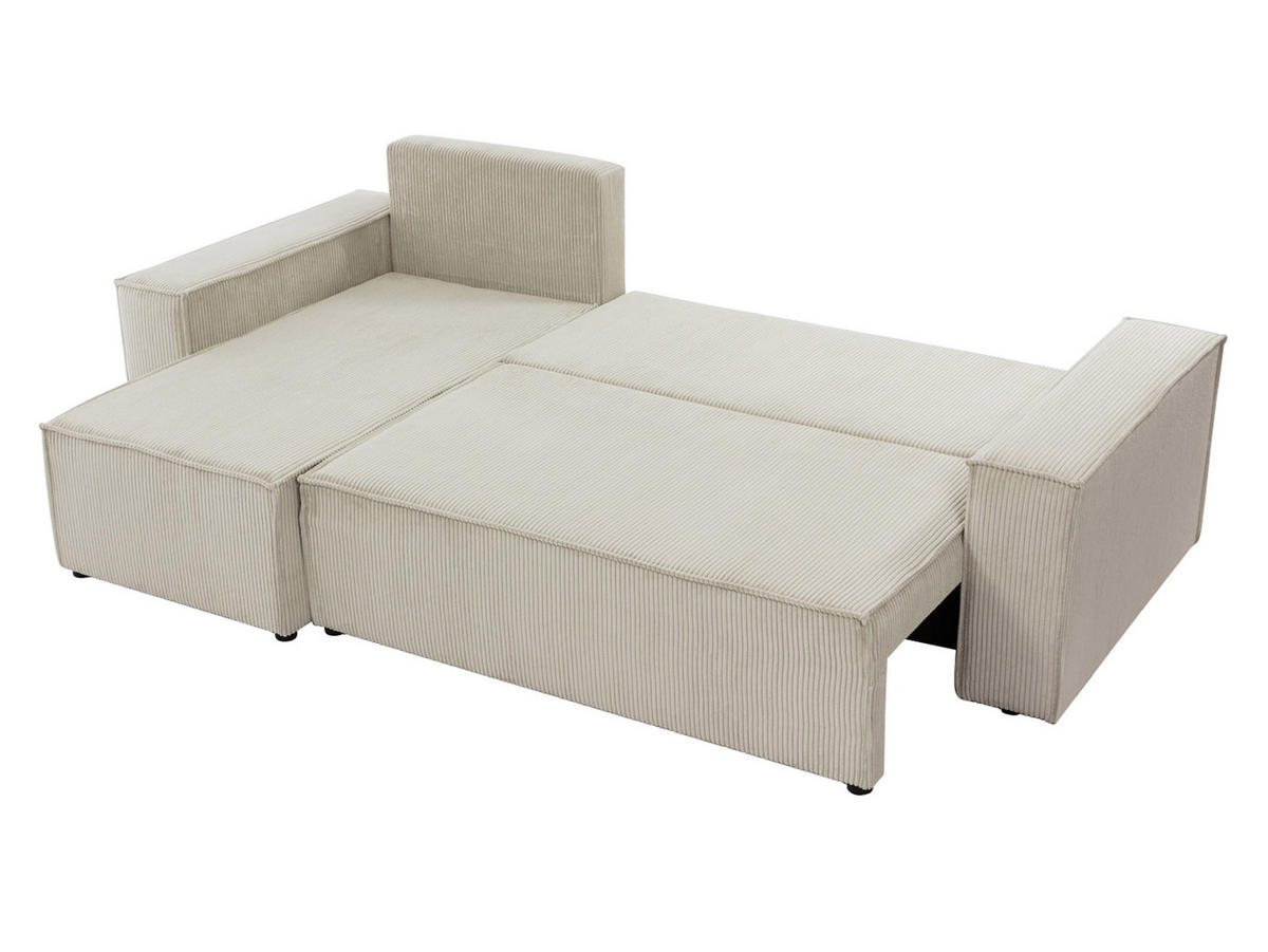 ECKSOFA Karl Cord - Schwarz/Naturfarben, Holz/Kunststoff (244/145cm) - MIRJAN24