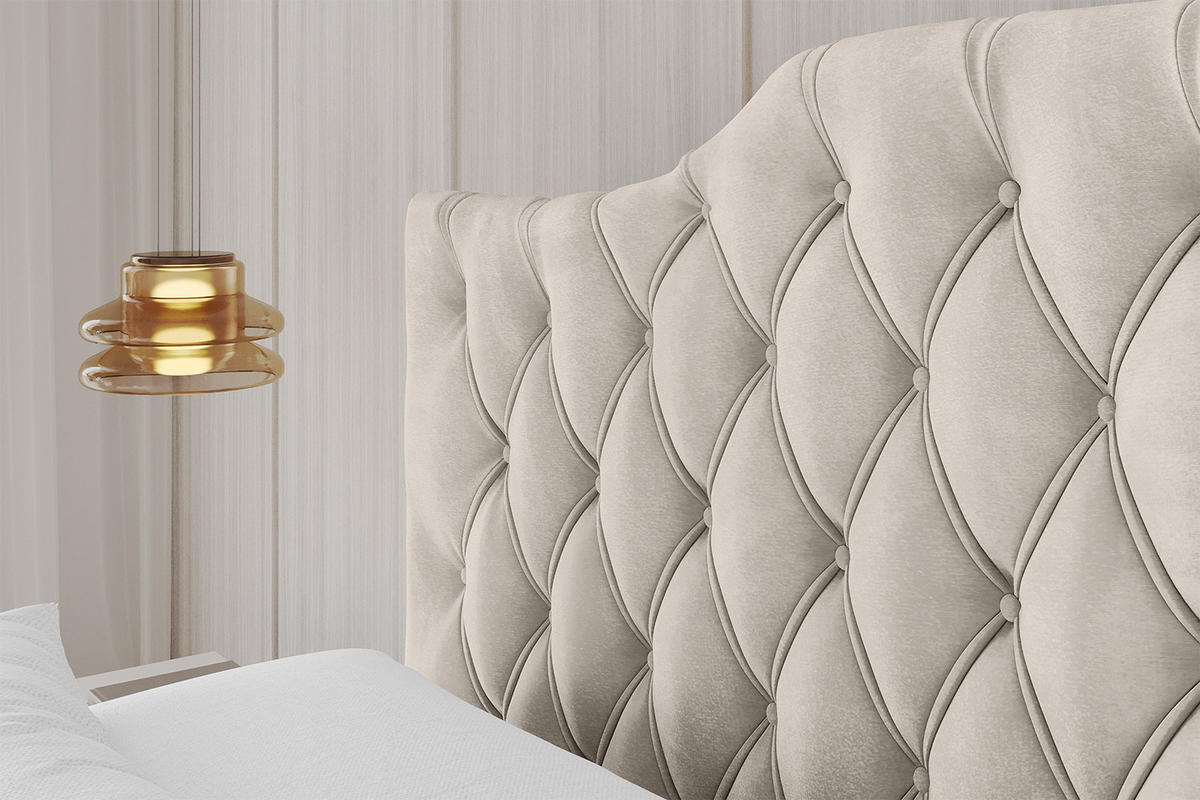 POLSTERBETT mit Bettkasten, Fußteil und Lattenrost, Boxbett mit Matratze H3/H4 - FALIO-Z 180x200 Beige - Beige, Holzwerkstoff/Textil (180/200cm) - ALTDECOR