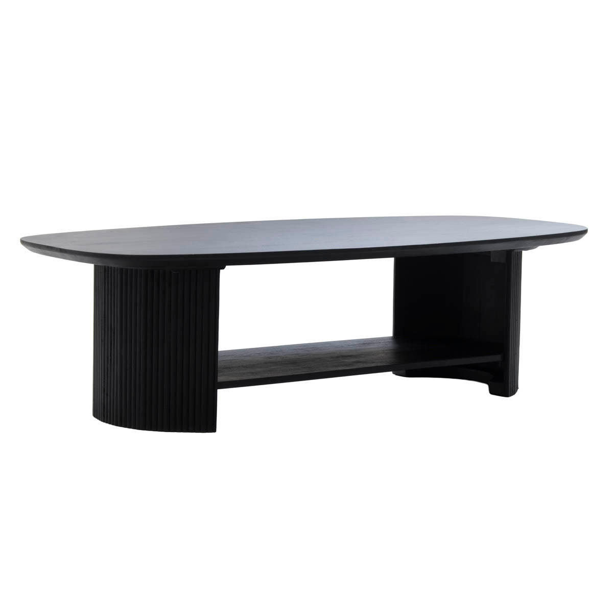 COUCHTISCH Oval Schwarz Holz 130x70x38cm - Schwarz, Holz (130/70/38cm) - Giga Meubel