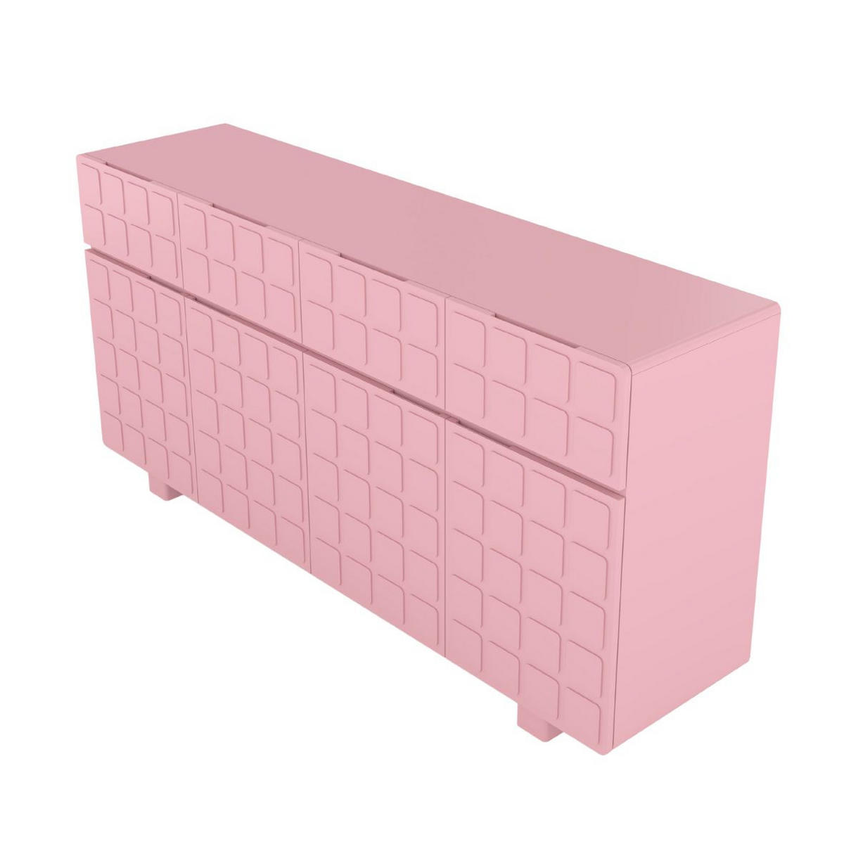 SIDEBOARD Cubo Long, Geometrische 3D Fronten, 169 cm, Rosa - Hellrosa, Holz/Holzwerkstoff (168.9/83.8/41.8cm) - Skandica