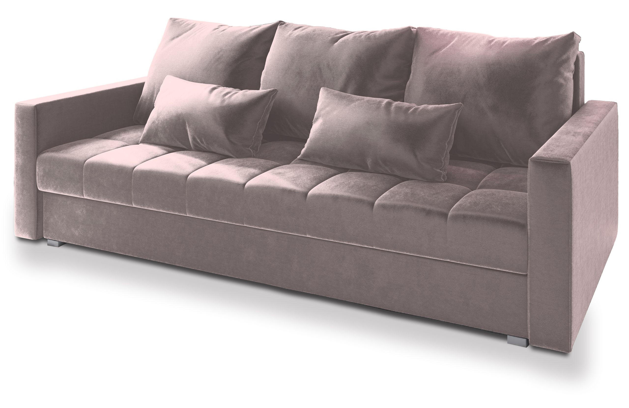 BETTSOFA SIRO Rosa Plüsch-Stoff mit Schlaffunktion - Rosa, Textil (222/83/86cm) - MASSENO