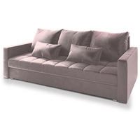 BETTSOFA SIRO Rosa Plüsch-Stoff mit Schlaffunktion - Rosa, Textil (222/83/86cm) - MASSENO