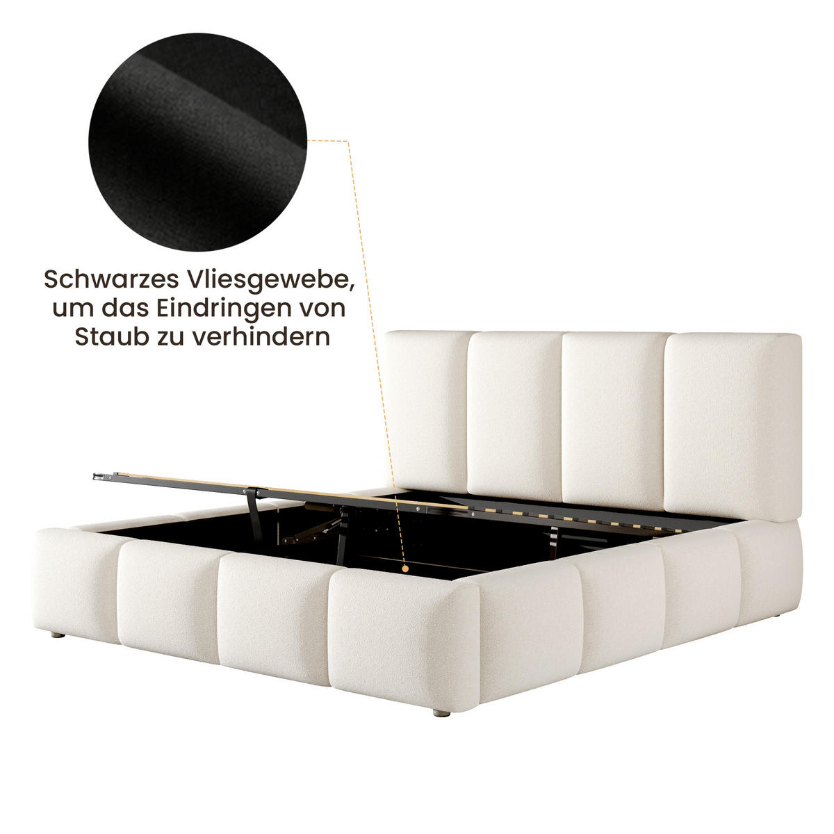 STAURAUMBETT 180/200 cm mit Hydraulik-Stauraum, DE-41786, in Weiß - Weiß, Metall (180/200cm) - ComfortXL