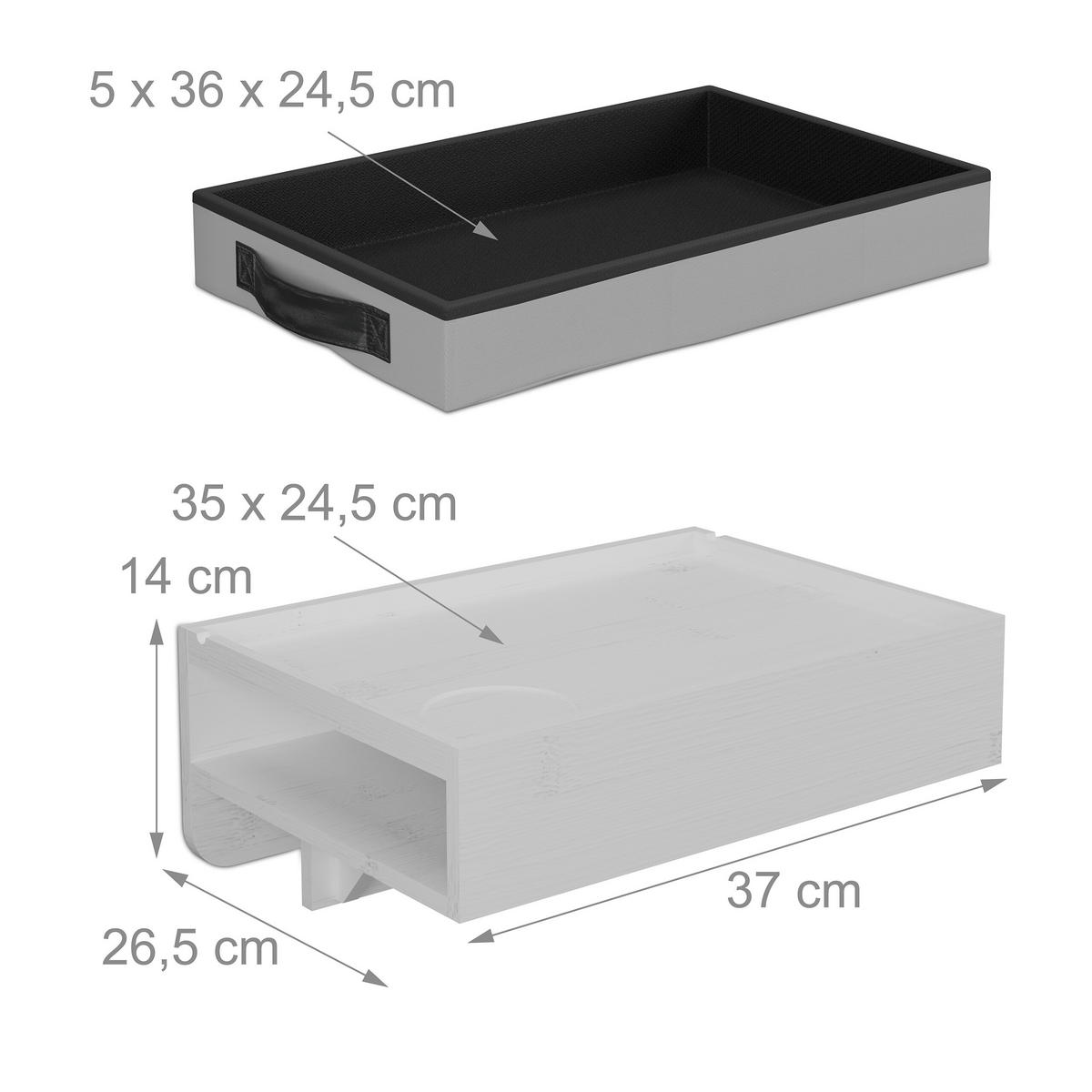 NACHTTISCH - Weiß, Holz/Textil (37/14/26.5cm) - Relaxdays