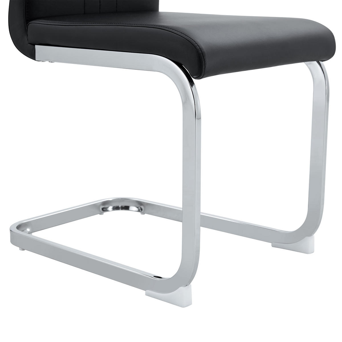 SCHWINGSTUHL DE-36785 4er-Set mit PU-Bezug und bogenförmigem Design Schwarz - Silberfarben/Schwarz, Metall (40.5/98/52cm) - ComfortXL