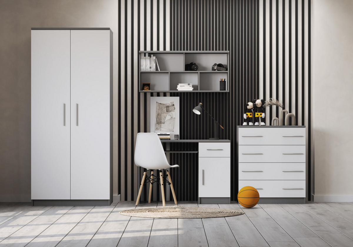 KOMMODE MARSALA 4S GRAPHIT - Grau, Holzwerkstoff (80/93/40cm) - Möblo