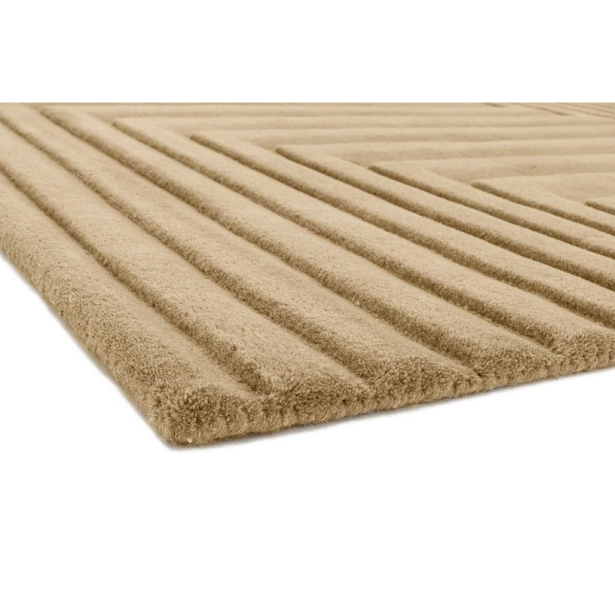 TEPPICH Einfarbiger aus reiner Wolle, handgetuftet, Reliefmuster SQUARE Beige 160 x 230 cm - Beige, Naturmaterialien (160/230cm) - Novatrend