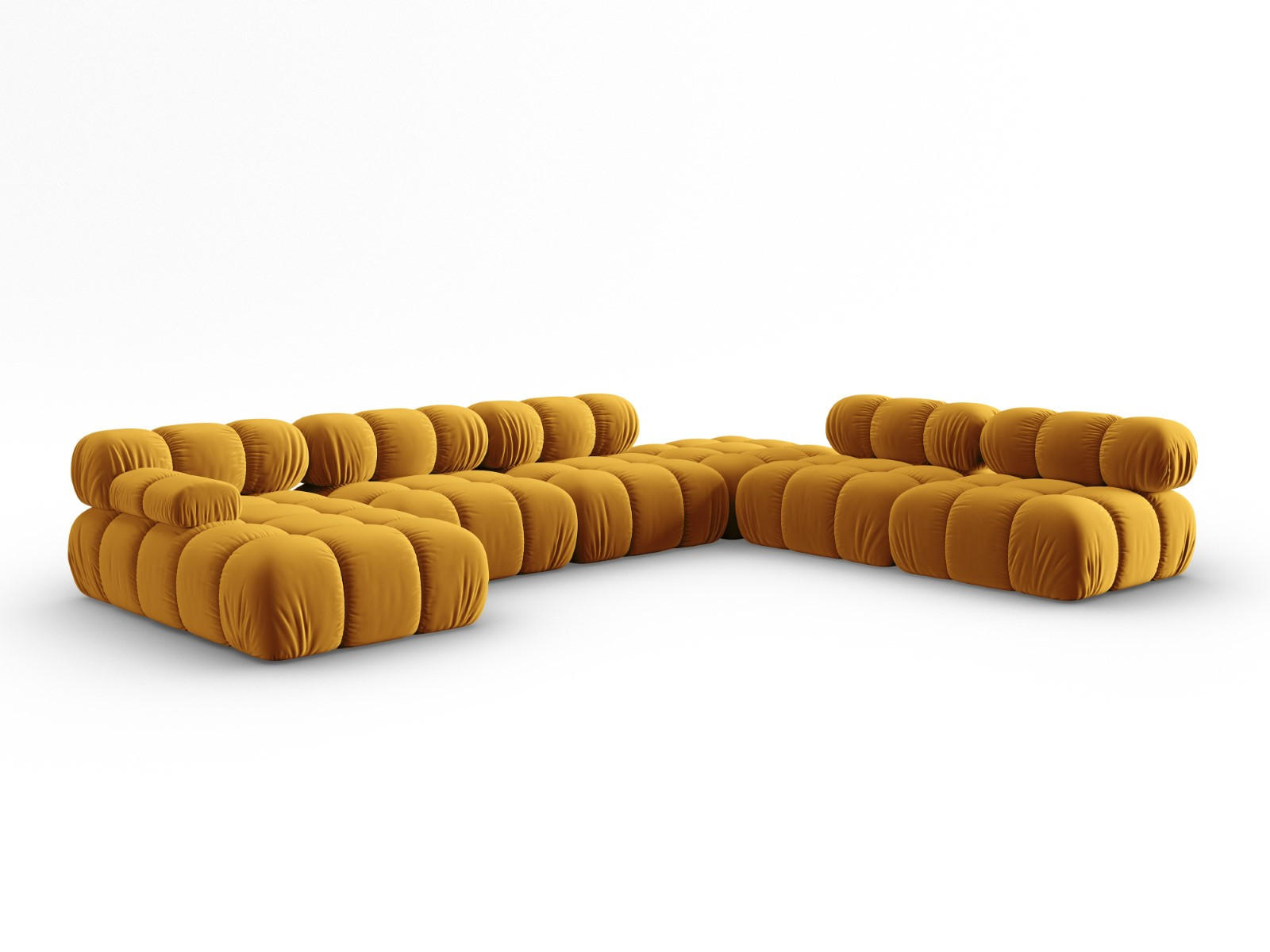 MODULARES-PANORAMASOFA rechts Bellis aus Samt gelb 7 Sitzplätze - Gelb, Textil (282/63/379cm) - Micadoni