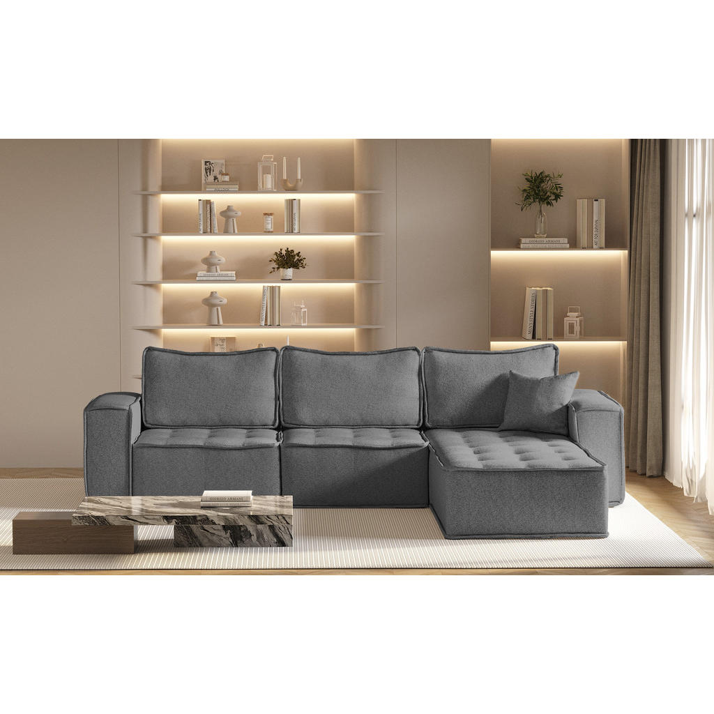 Thumbnail - Kaiser Möbel Ecksofa, Dunkelgrau, Holz, Füllung: Komfortschaum, L-Form, 292x192 cm, Wohnzimmer, Sofas & Couches, Wohnlan...