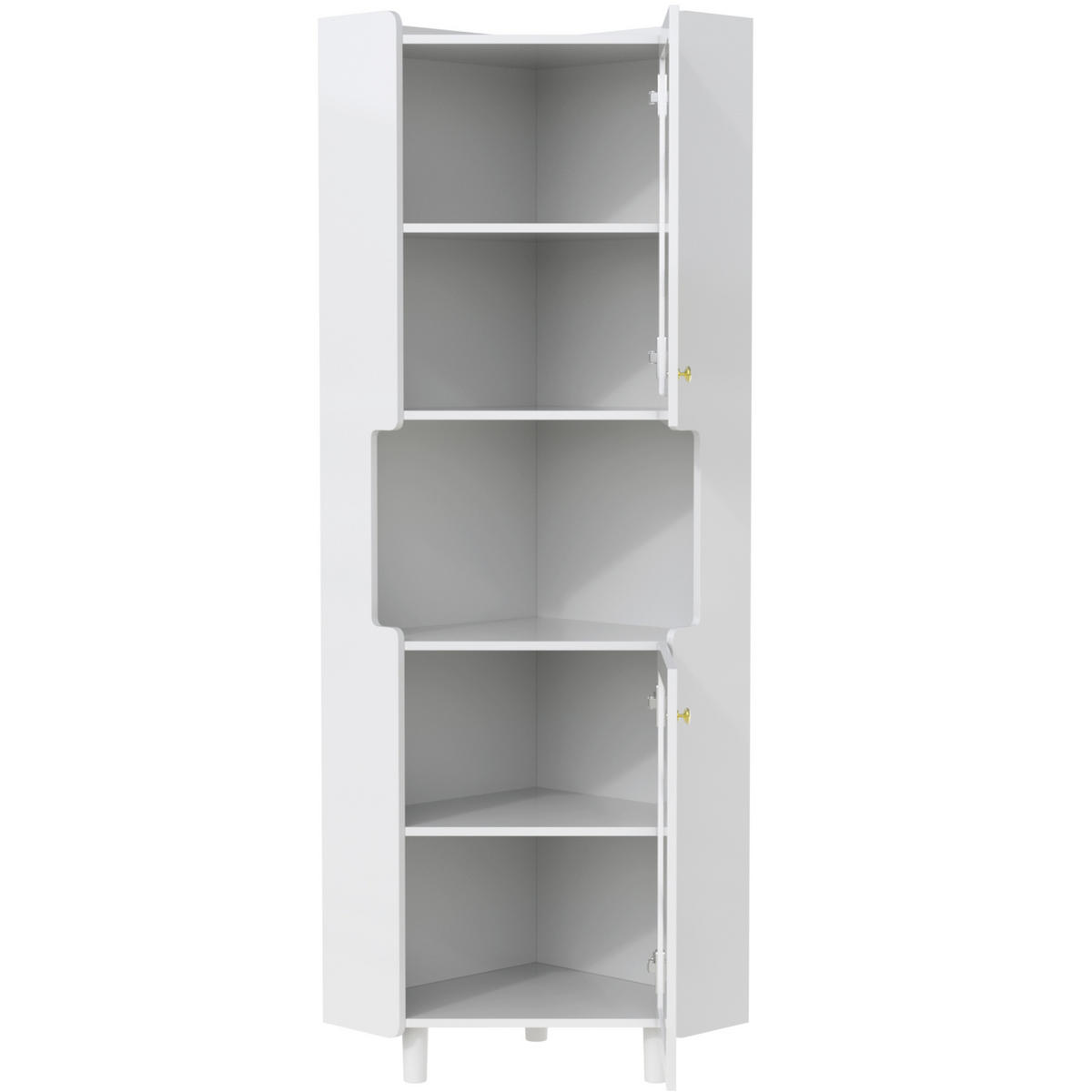 LED-ECKSPEICHERSCHRANK 63.5x17x157.5 cm Weiß aus Spanplatte mit App-LED & 3-Zonen-Storage - Weiß, Holzwerkstoff (63.5/157.5/17cm) - Modfu