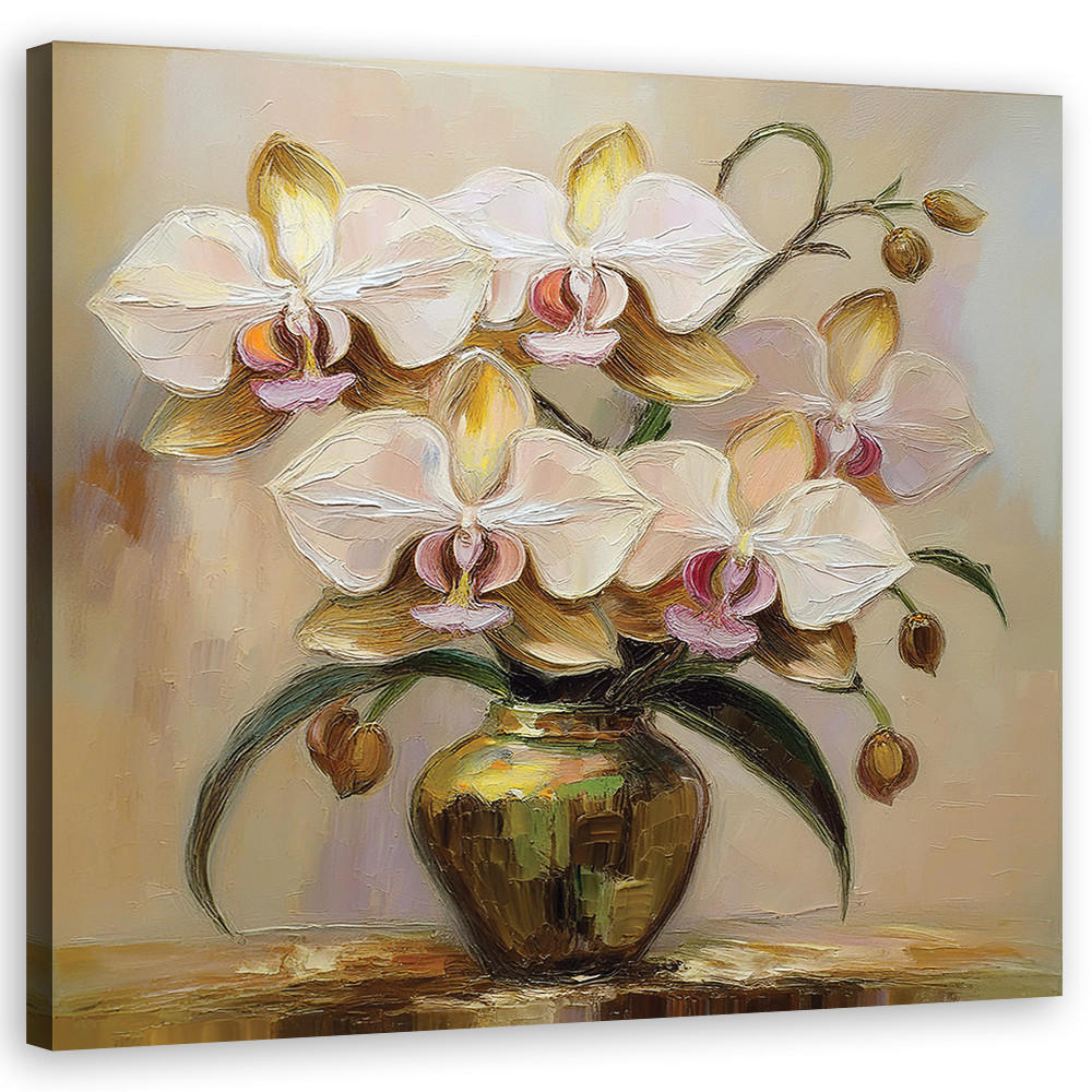 WANDBILD blumenstrauß in einer vase - Weiß, Textil (50/50cm) - Feeby