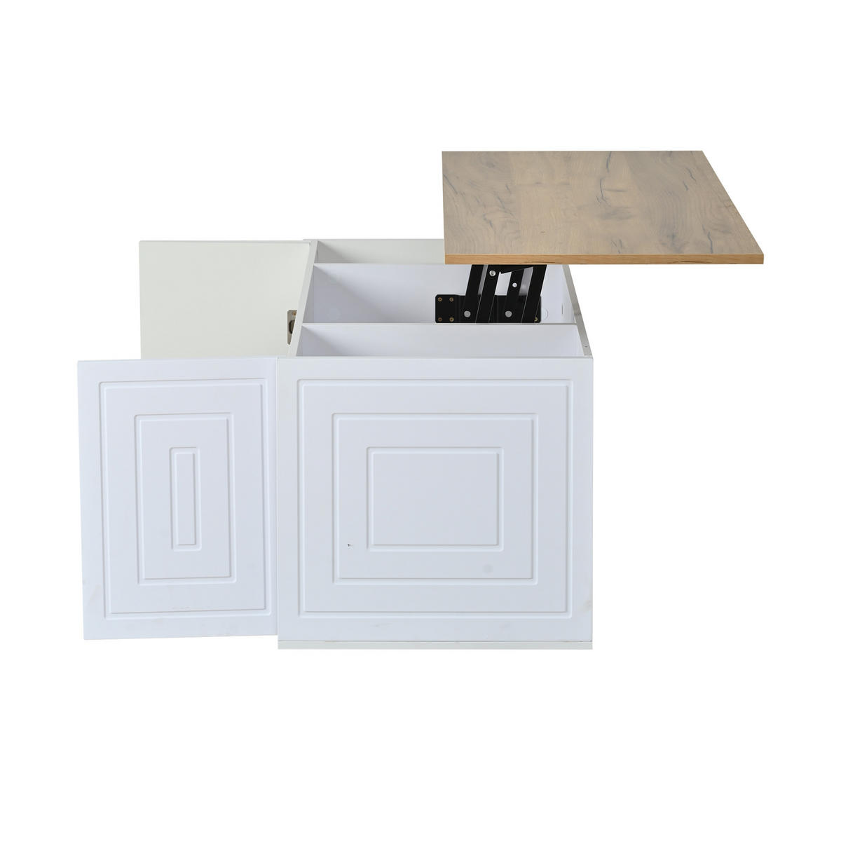 COUCHTISCH 46x95x45cm Naturholz höhenverstellbar - Weiß/Naturfarben, Holzwerkstoff (95/46/45cm) - FLIEKS