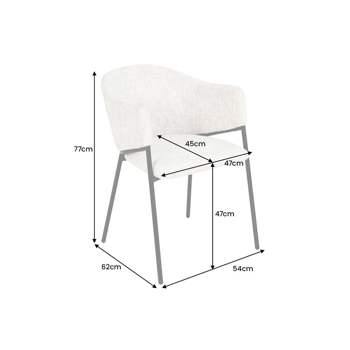 STUHL NOBLESSE Chenille Senfgelb 80 cm - Gelb/Schwarz, Kunststoff/Textil (52/77/60cm) - riess-ambiente