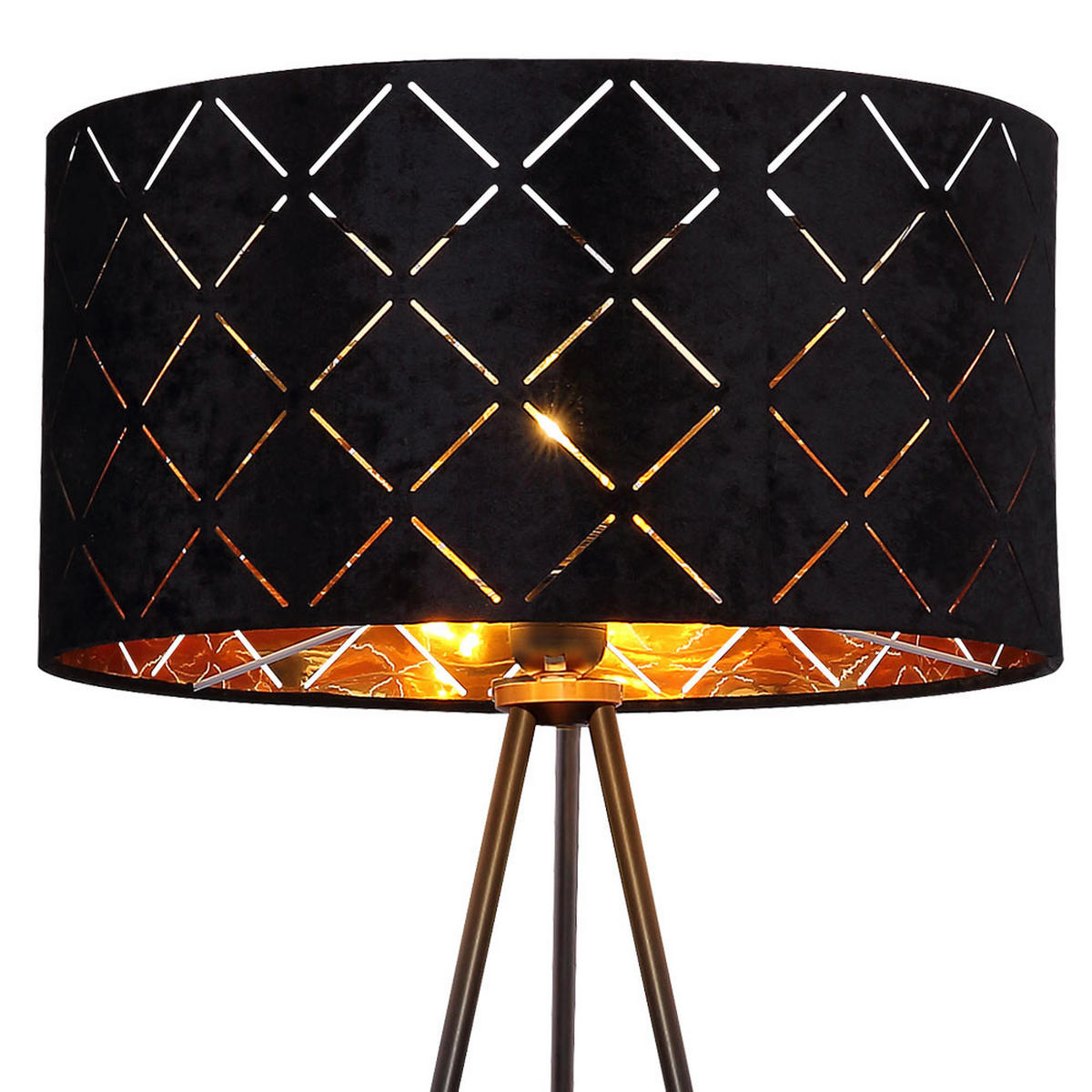 LED STEHLEUCHTE SUNNA Schwarz Textil Metall - Schwarz, Metall (69/69/149cm) - Globo Lighting