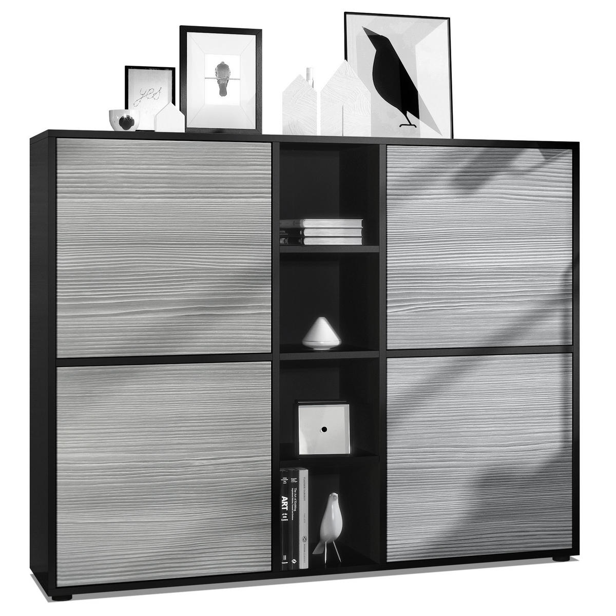 HIGHBOARD Cuba Türen in Avola-Anthrazit - Anthrazit, Holzwerkstoff (130.5/105.5/35.5cm) - Vladon