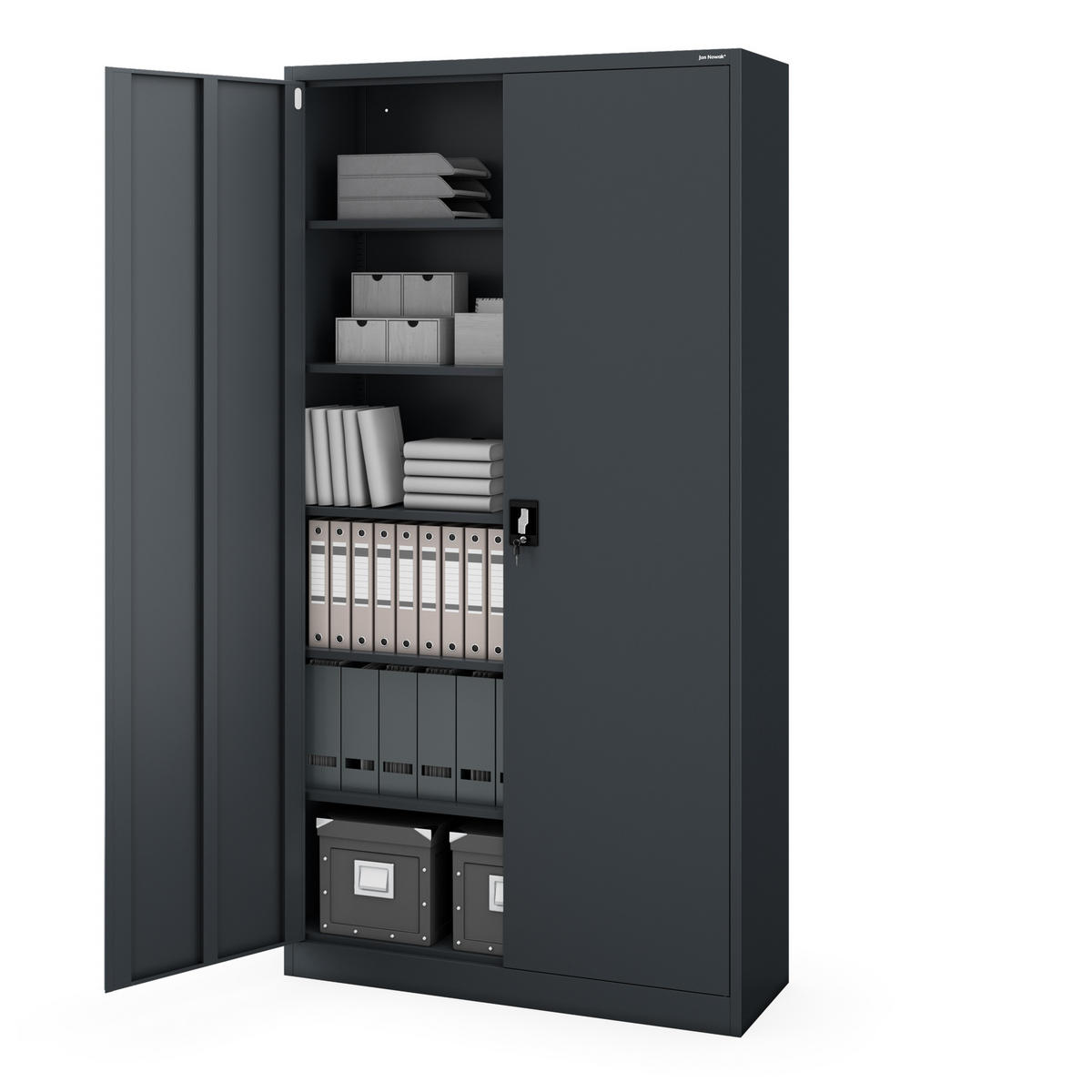 AKTENSCHRANK Jan II 220 - Anthrazit, Metall (115/220/40cm) - Jan Nowak