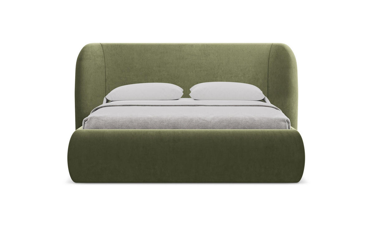 POLSTERBETT mit Bettkasten und Lattenrost 210x215 Grün - Schwarz/Olivgrün, Kunststoff/Textil (160/200cm) - Makamii