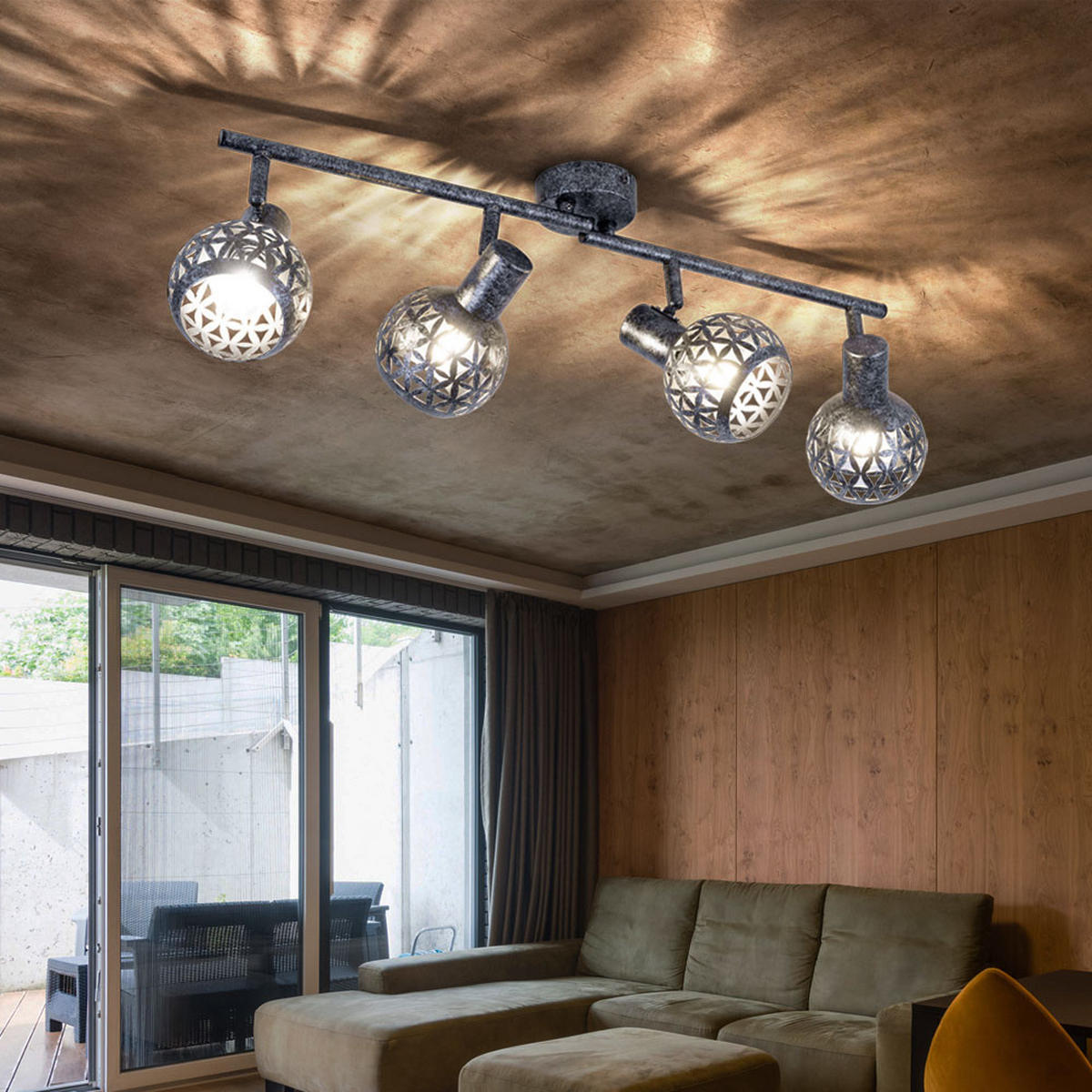 DECKENLEUCHTE Metall Grau antik LELA - Grau, Metall (75.2/10/20.5cm) - Globo Lighting