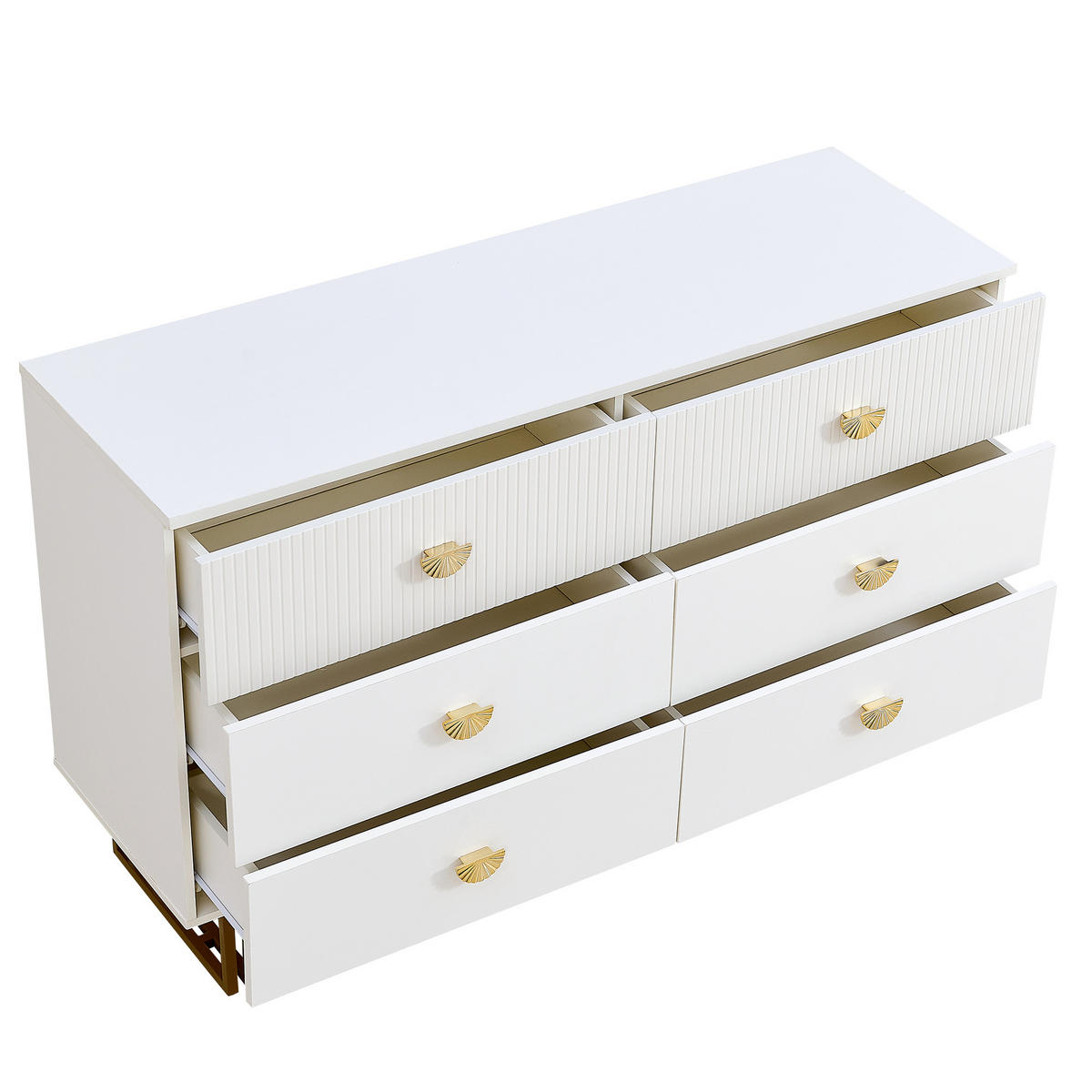 SIDEBOARD 6 Schubladen mit goldenen Griffen & Metallfüßen Weiss - Weiß, Holzwerkstoff (120/75/40cm) - Urban Meuble