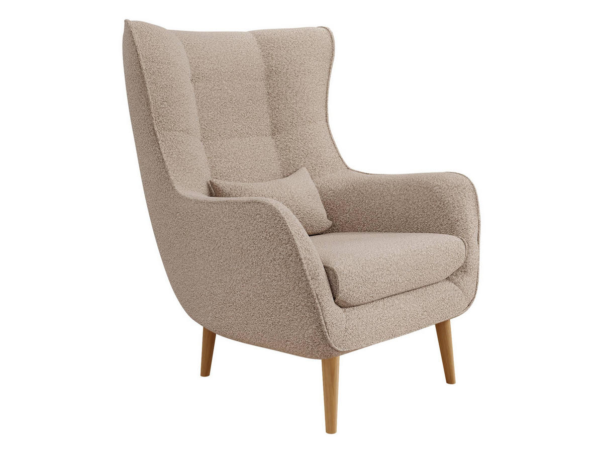 SESSEL Estjano Boucle - Beige, Holz/Textil (80/106/95cm) - MIRJAN24