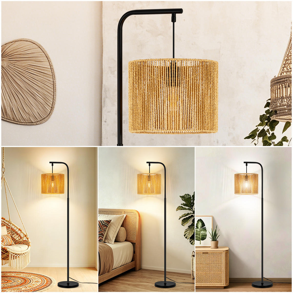 STOJACÍ LAMPA 25/23,5/164 cm - černá, kov (23.5/25/164cm) - Nettlife